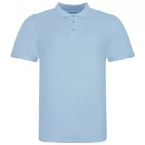 Image of Awdis Mens Piqu Cotton Short-Sleeved Polo Shirt (XL) (Sky Blue)