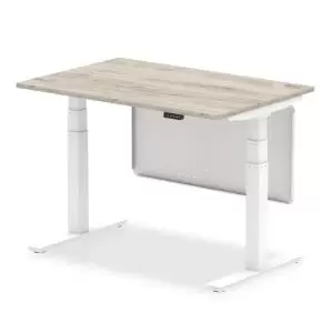Image of Air 1200 x 800mm Height Adjustable Desk Grey Oak Top White Leg With