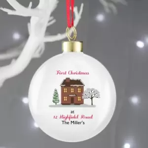 Image of Personalised Cosy Christmas Bauble White