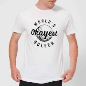 Image of World's Okayest Golfer Mens T-Shirt - White - 3XL