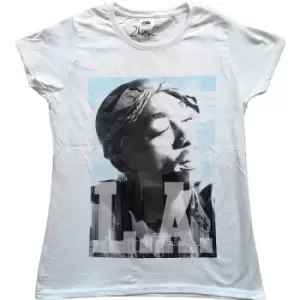 Image of Tupac - LA Skyline Ladies XX-Large T-Shirt - White