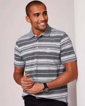 Image of Cotton Traders Mens Guinness Short Sleeve Birdseye Stripe Polo Shirt in Grey