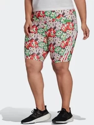 Image of adidas X Marimekko Cycling Shorts (plus Size), White/Multi, Size 4X, Women