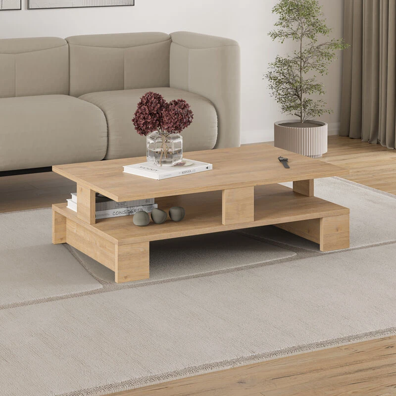 Image of DECORTIE Decortie - Mansu Modern Coffee Table Multipurpose h 27.5cm - Oak - Oak M.SH.11323.5