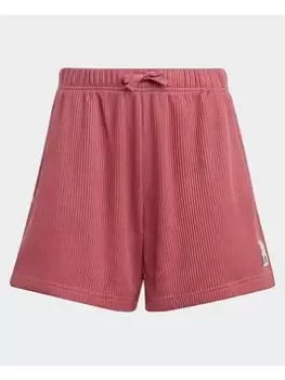 Image of adidas Lounge Waffle Knit Loose Shorts, Pink, Size 9-10 Years