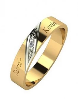 Image of Love DIAMOND Personalised 9ct Gold Diamond Set 4mm Wedding Band, Gold, Size R, Men