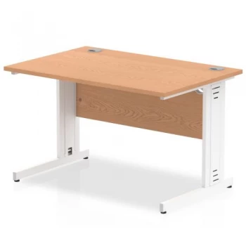 Image of Trexus Rectangular Desk White Cable Managed Leg 1200x800mm Oak Ref