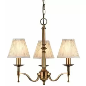 Image of Loops - Avery Ceiling Pendant Chandelier Light 3 Lamp Antique Brass & Beige Pleat Shade