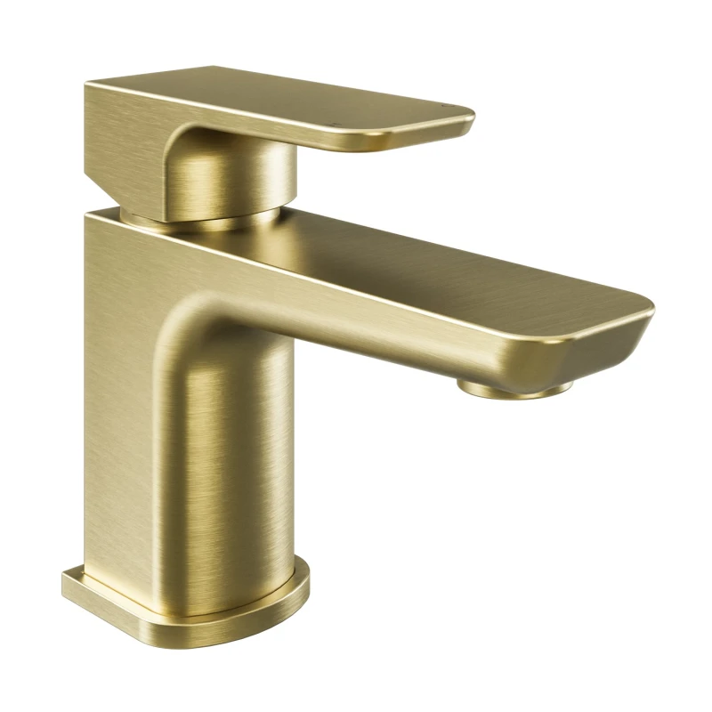 Image of Brushed Brass Cloakroom Mono Basin Mixer Tap With Waste - Zana HD07BB
