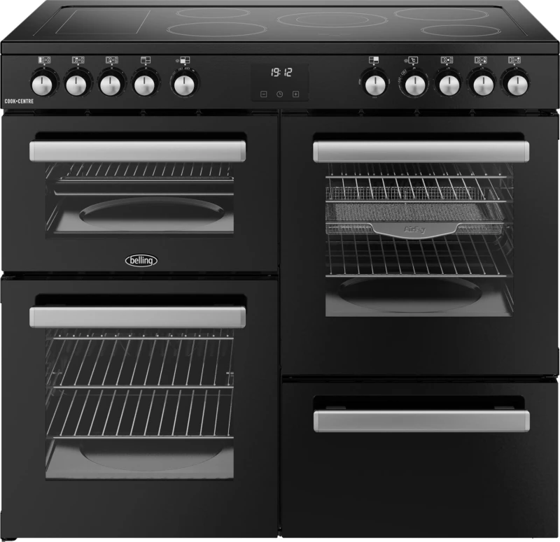 Image of Belling Cookcentre 100E 100cm Electric Range Cooker with Ceramic Hob - Black - A/A Rated
