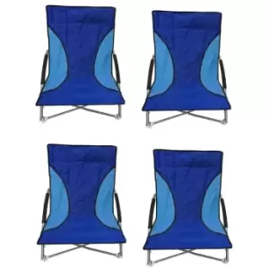 Image of 4 Blue Nalu Folding Low Seat Beach Chair Camping Chairs