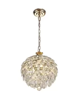 Image of Coniston Ceiling Pendant, 3 Light E14, French Gold, Crystal