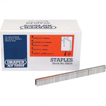 Image of Draper Staple 10mm Pack of 10000