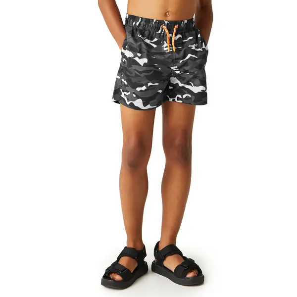 Image of Regatta Boys Skander III Swim Shorts 7-8 Years - Waist 58-60cm (Height 122-128cm) Black Camo Print RKM037B-D5L-7