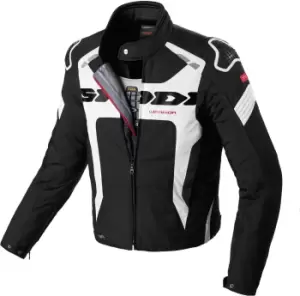 Image of Spidi Warrior H2Out Motorcycle Textile Jacket, black-white, Size S, black-white, Size S