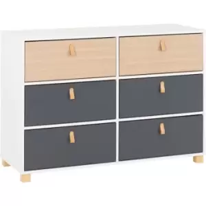 Image of Brooklyn 6 Drawer Chest in Oak Effect and Grey Finish