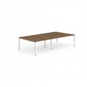 Image of B2B White Frame Bench Desk 1200 Walnut 4 Pod