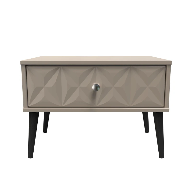 Image of Toledo 1 Drawer Wide Side Table In Mushroom (Ready Assembled)