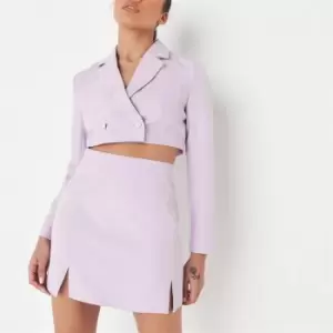 Image of Missguided Petite Double Split Tailored Mini Skirt - Purple