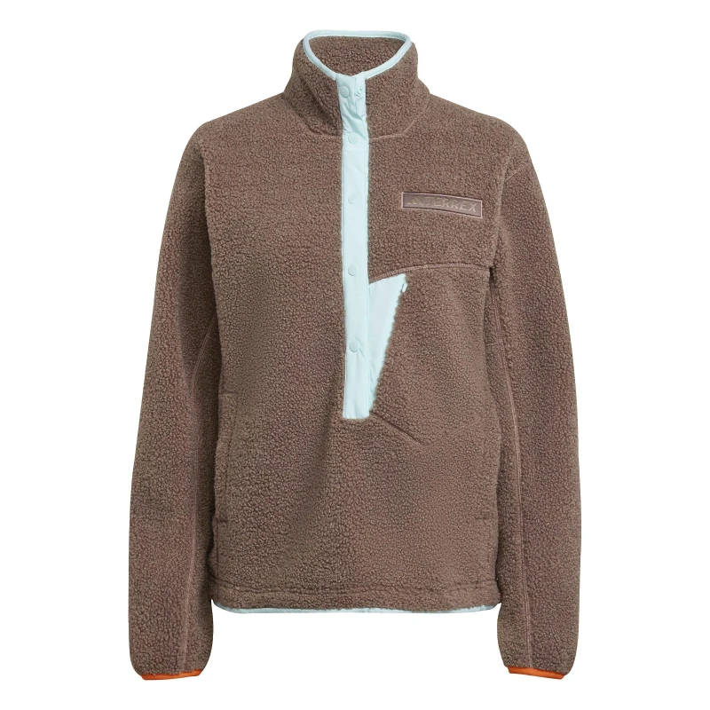 Image of adidas Terrex Xploric High Pile Fleece Pullover Sweatshirt Womens 1/4 Zip Fleece Tops 10 (S) Brown 44147605350