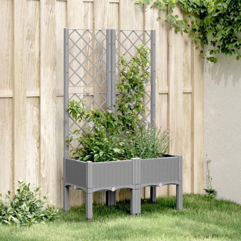 Image of VIDAXL Garden Planter with Trellis Light Grey 80x40x142cm pp Vidaxl 8721012411296