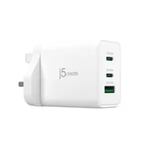 Image of j5create JUP3365F-FN 65W GaN USB-C 3-Port Charger - UK