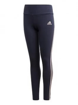 Image of adidas Girls 3-Stripes Tight - Navy, Size 7-8 Years, Women