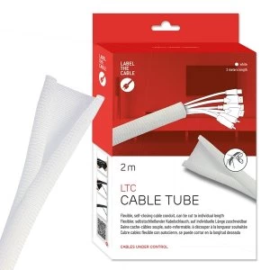 Image of LTC Cable Tube Cable Management Cord Cover Self-Closing & Adjustable Cable Cover (white)