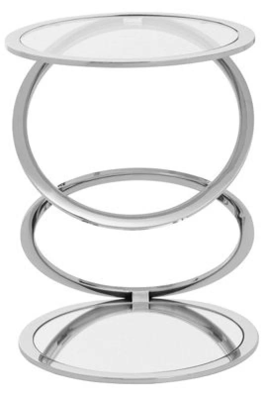 Image of Orsina Clear Glass End Table With Warm Metallic Frame, Luxe Interlocking Gold Ring Base, Modern Glass Top