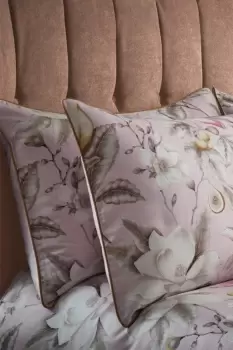 Image of Lavish 200TC Floral Premium Cotton Sateen Piped Pair of Pillowcases