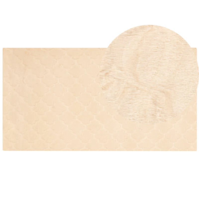 Image of Beliani Faux Fur Rug Gharo Beige 80 X 150 Cm