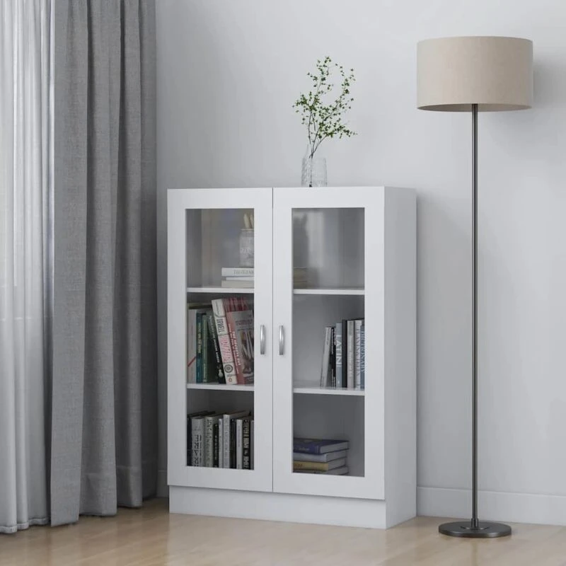 Image of VIDAXL Vitrine Cabinet White 82.5x30.5x115cm Engineered Wood Vidaxl 8720286134320