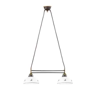 Image of Nonna Dome Pendant Ceiling Light 2 Light Antique Brass