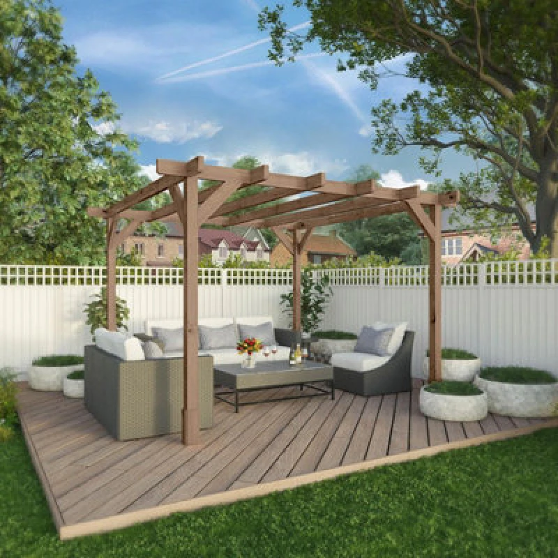 Image of Mercia 3m x 3m Traditional Pergola, Brown ESDXL21PT064SK
