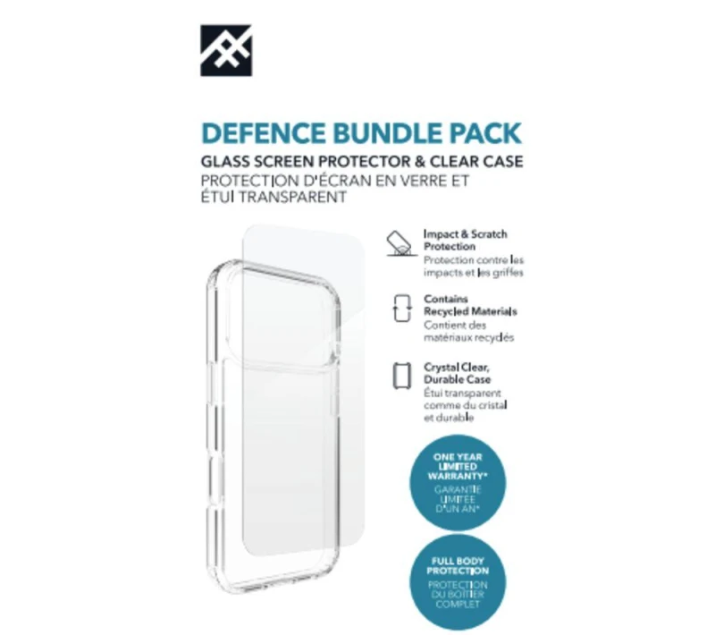 Image of ZAGG Defence iPhone 17 Pro Clear Case & Screen Protector Bundle, Clear 840390362117