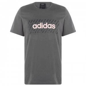 Image of adidas Linear Camo Box Mens T-Shirt - Grey5/Blk/Pink