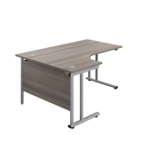 Image of 1600 X 1200 Twin Upright Left Hand Radial Desk Grey Oak-Silver