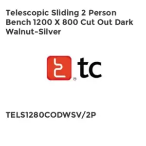 Image of TC Group Telescopic Sliding 2 Person Bench 1200 x 800 Cut Out Dark Walnut-Silver