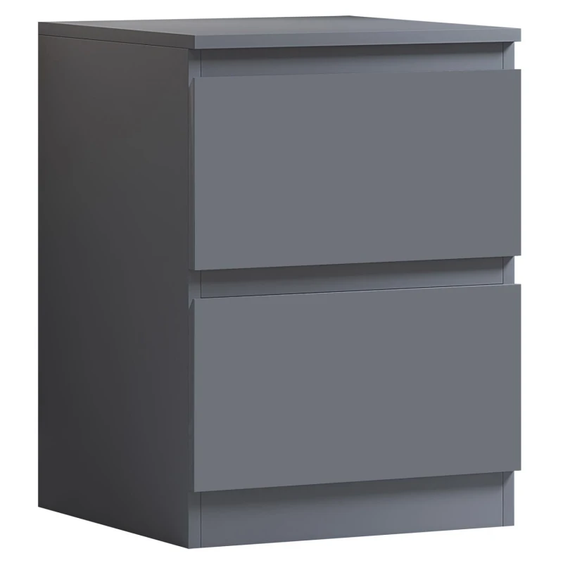 Image of FWStyle FWStyle Dark Grey 2 Drawer Bedside Table Scratch Resistant Grey One Size Unisex 5056413123381