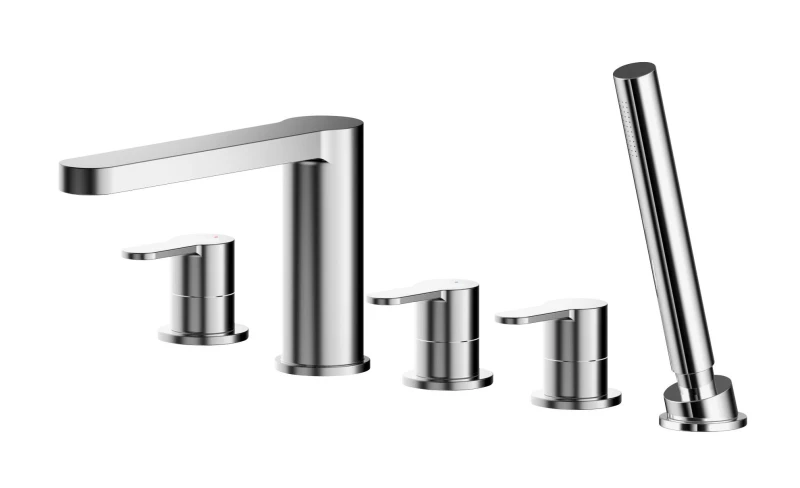 Image of Balterley Deck Mount 5 Tap Hole Bath Shower Mixer Tap with Shower Kit Chrome Silver