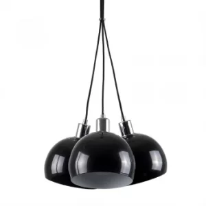 Image of Eyre 3 Way Pendant in Chrome with Mini Arco Shades in Black