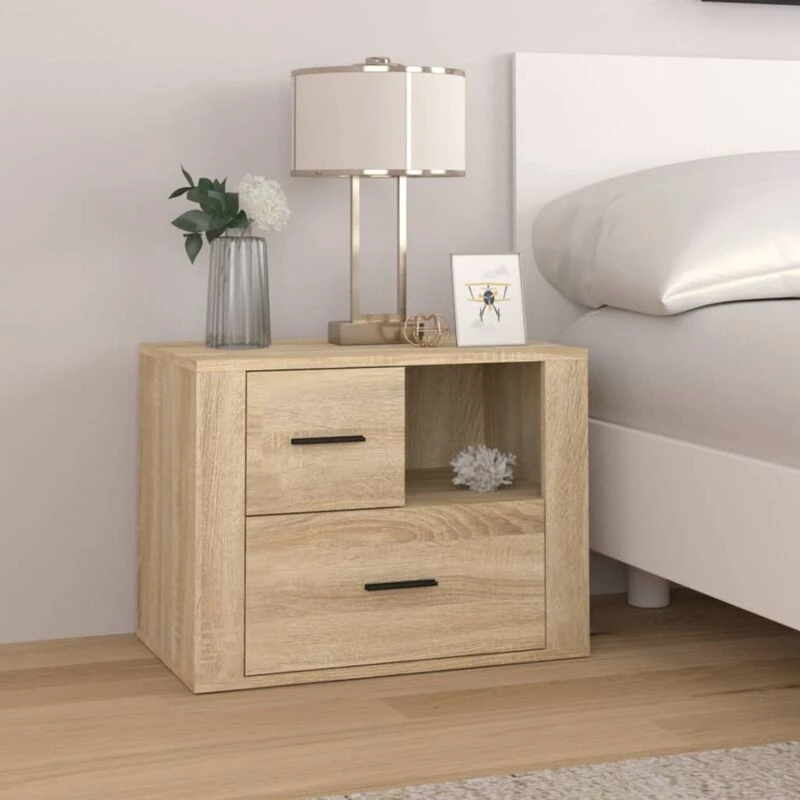 Image of vidaXL Bedside Cabinet Sonoma Oak 60x36x45cm Engineered Wood, Brown 816739