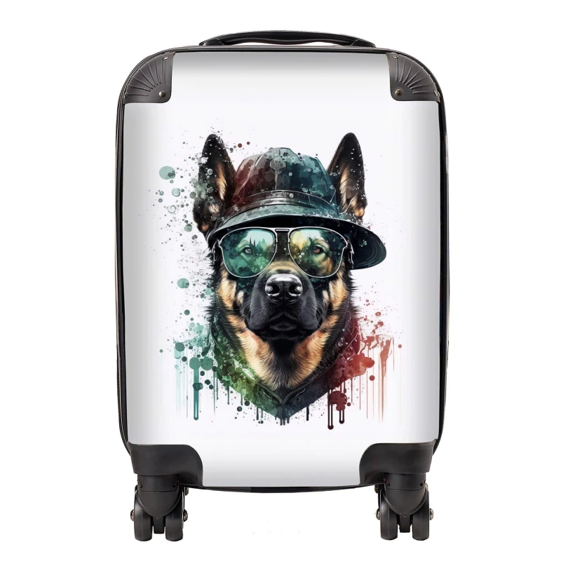 Image of Warren Reed - Designer German Shepherd Splashart Suitcase Size: Medium Multicolor Unisex Medium