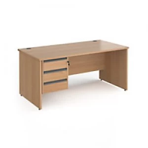 Image of Dams International Straight Desk with Beech Coloured MFC Top and Graphite Frame Panel Legs and 3 Lockable Drawer Pedestal Contract 25 1600 x 800 x 725