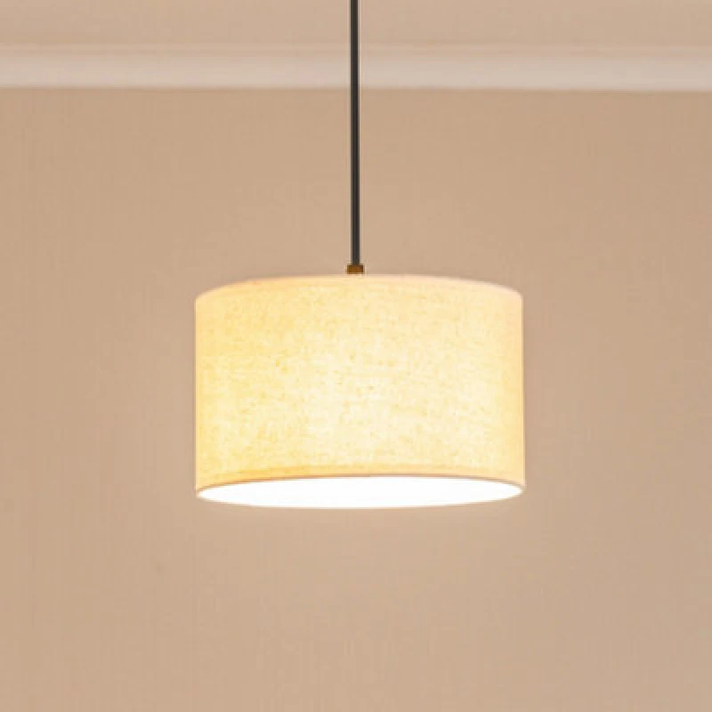 Image of ValueLights Eva Natural Linen Fabric Ceiling Floor Table Small Drum Lamp Shade with LED Bulb White