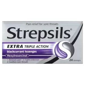 Image of Strepsils Extra Strength Blackcurrant Lozenges 24