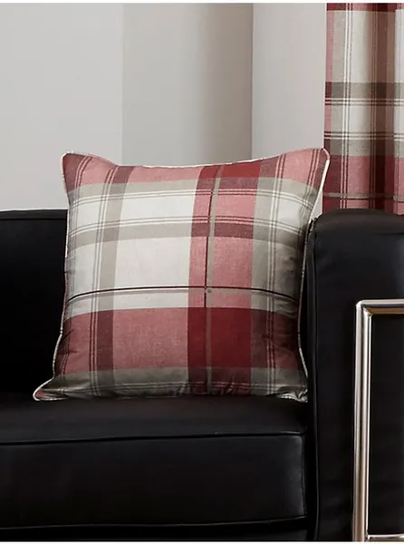 Image of Fusion Balmoral Check Filled Cushion Ruby