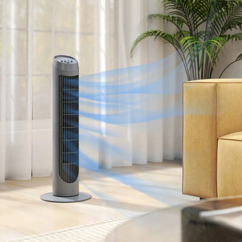 Image of HOMCOM 75cm Tower Fan Noise Reduction Wind 3-Level Cool ABS Indoor Grey Grey Unisex