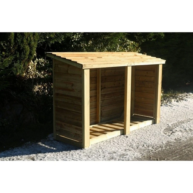 Image of Churnet Valley Garden Furniture Ltd Heavy Duty Log Store - L60 x W180 x H120cm - Min. Assembly Required in Brown Brown Unisex