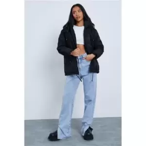 Image of I Saw It First Black Petite Hooded Puffer Coat - Black